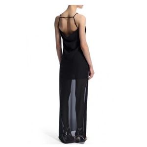 BCBGeneration Chiffon Draped-Back Gown,Black